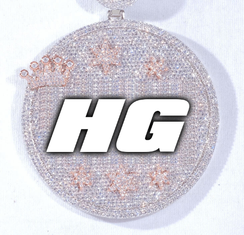 CUSTOM LETTER NECKLACE 3D BIG CROWN DISC