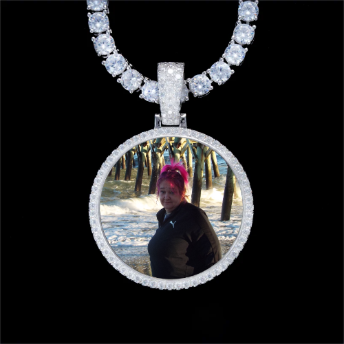 925S & VVS Moissanite 3D Circle Custom Picture Pendant