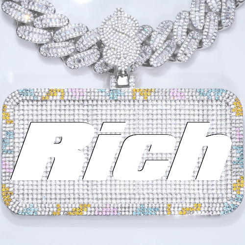 CUSTOM LETTER NECKLACE 3D COLORFUL SQUARE