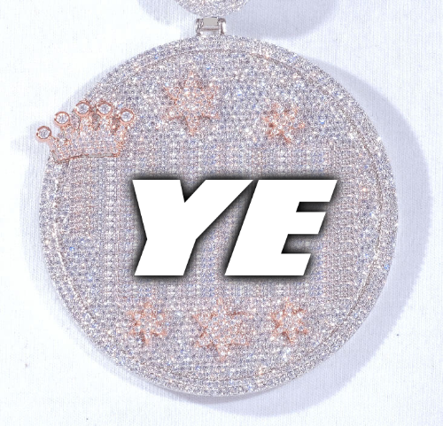 CUSTOM LETTER NECKLACE 3D BIG CROWN DISC