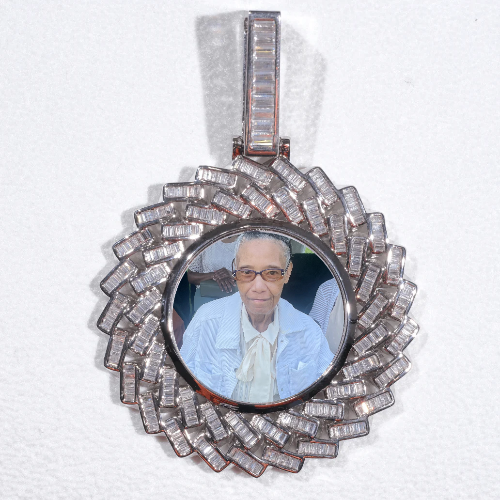Large 3D Baguette Custom Picture Pendant