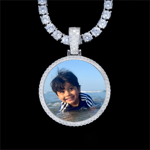 925S & VVS Moissanite 3D Circle Custom Picture Pendant
