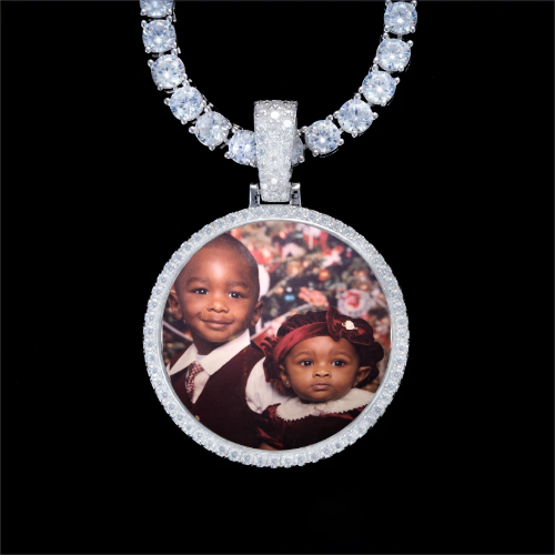 925S & VVS Moissanite 3D Circle Custom Picture Pendant