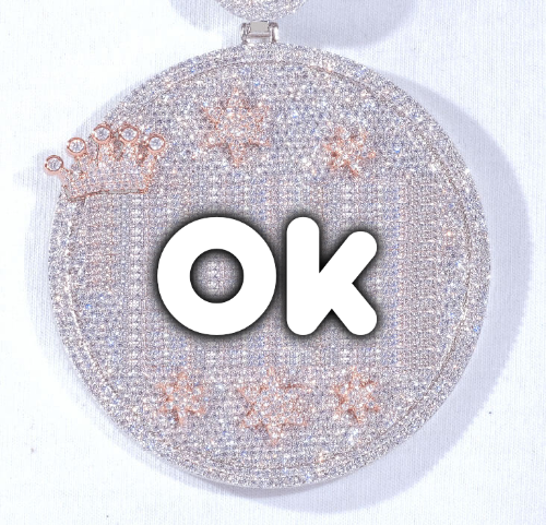 CUSTOM LETTER NECKLACE 3D BIG CROWN DISC
