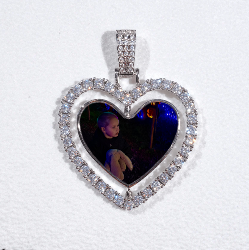 3D Spinning 2-Faced Heart Custom Picture Pendant