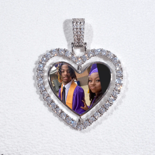 3D Spinning 2-Faced Heart Custom Picture Pendant