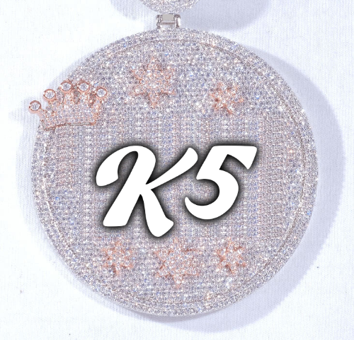 CUSTOM LETTER NECKLACE 3D BIG CROWN DISC