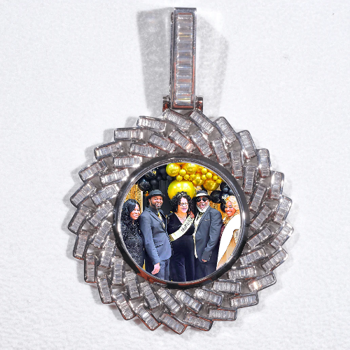 Large 3D Baguette Custom Picture Pendant