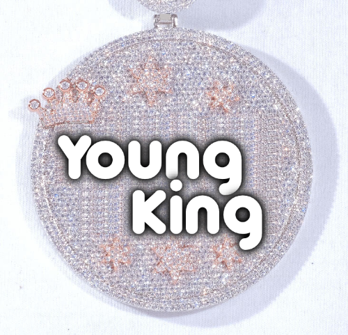 CUSTOM LETTER NECKLACE 3D BIG CROWN DISC