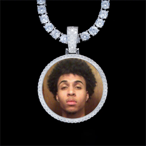 925S & VVS Moissanite 3D Circle Custom Picture Pendant