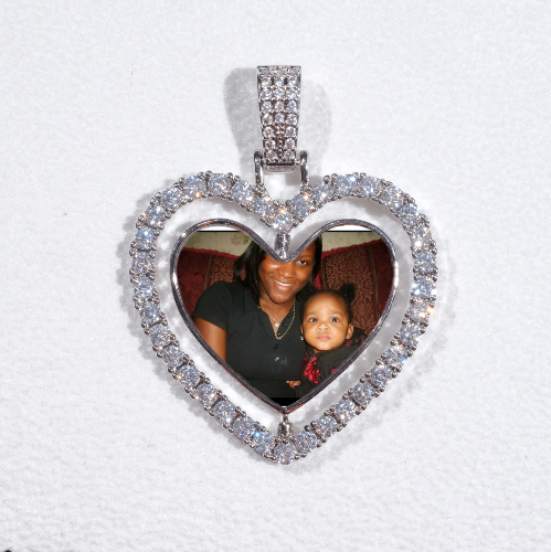 3D Spinning 2-Faced Heart Custom Picture Pendant