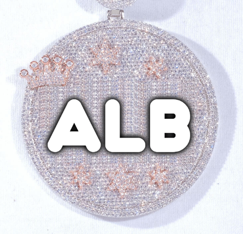 CUSTOM LETTER NECKLACE 3D BIG CROWN DISC