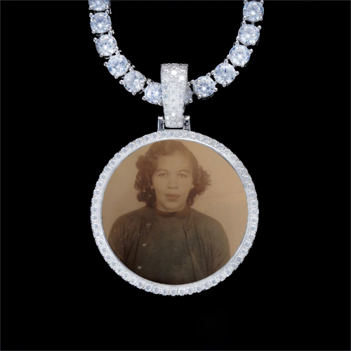 925S & VVS Moissanite 3D Circle Custom Picture Pendant
