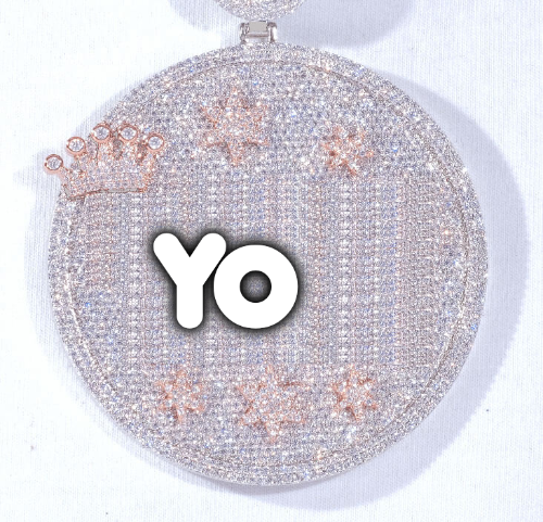 CUSTOM LETTER NECKLACE 3D BIG CROWN DISC