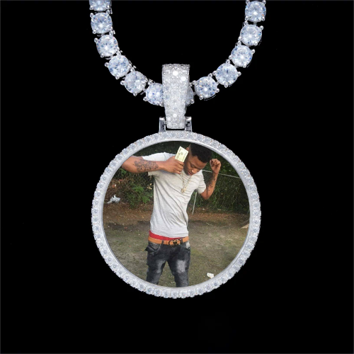 925S & VVS Moissanite 3D Circle Custom Picture Pendant