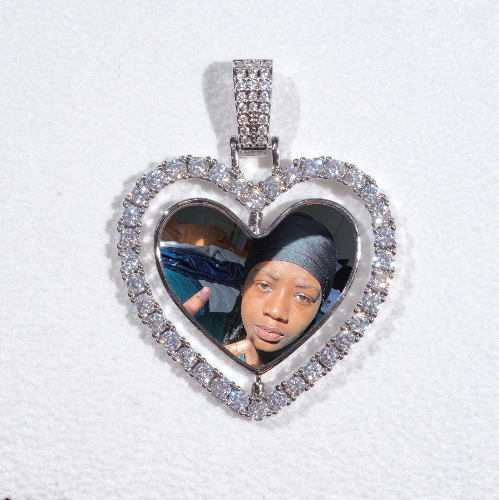 3D Spinning 2-Faced Heart Custom Picture Pendant