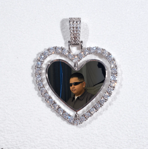 3D Spinning 2-Faced Heart Custom Picture Pendant