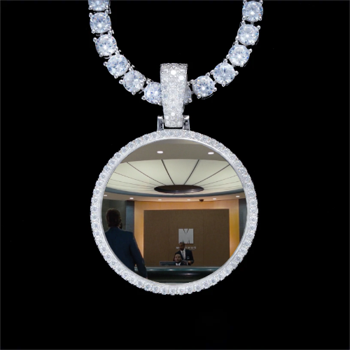 925S & VVS Moissanite 3D Circle Custom Picture Pendant