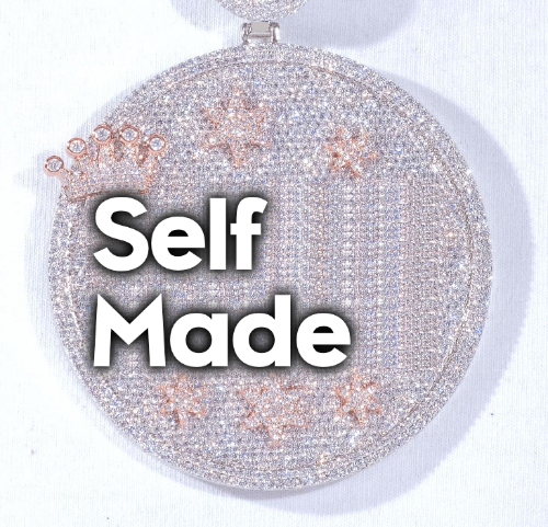 CUSTOM LETTER NECKLACE 3D BIG CROWN DISC
