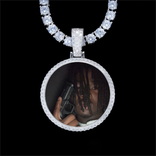 925S & VVS Moissanite 3D Circle Custom Picture Pendant