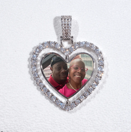3D Spinning 2-Faced Heart Custom Picture Pendant