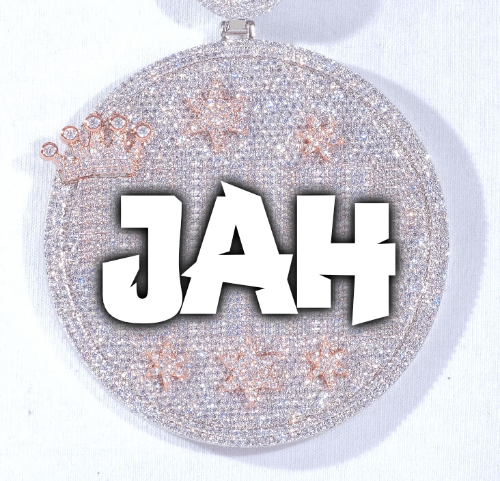 CUSTOM LETTER NECKLACE 3D BIG CROWN DISC