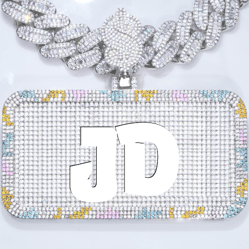 CUSTOM LETTER NECKLACE 3D COLORFUL SQUARE