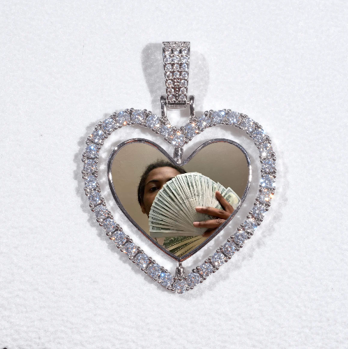 3D Spinning 2-Faced Heart Custom Picture Pendant