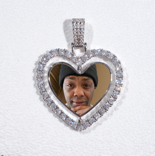 3D Spinning 2-Faced Heart Custom Picture Pendant