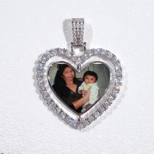 3D Spinning 2-Faced Heart Custom Picture Pendant
