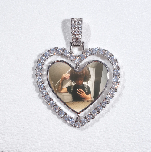 3D Spinning 2-Faced Heart Custom Picture Pendant