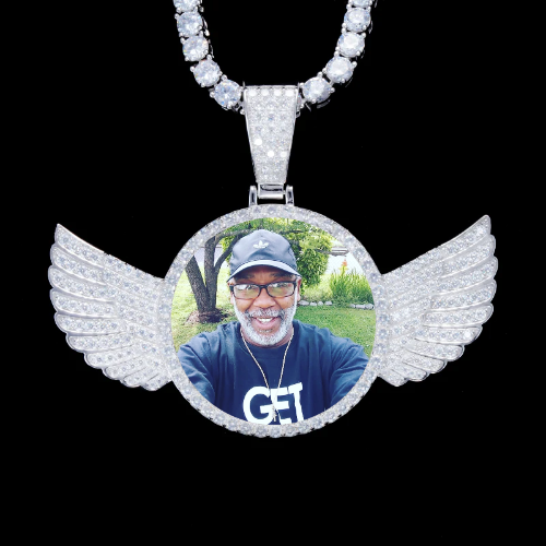 925S & VVS Moissanite 3D Wing Custom Picture Pendant