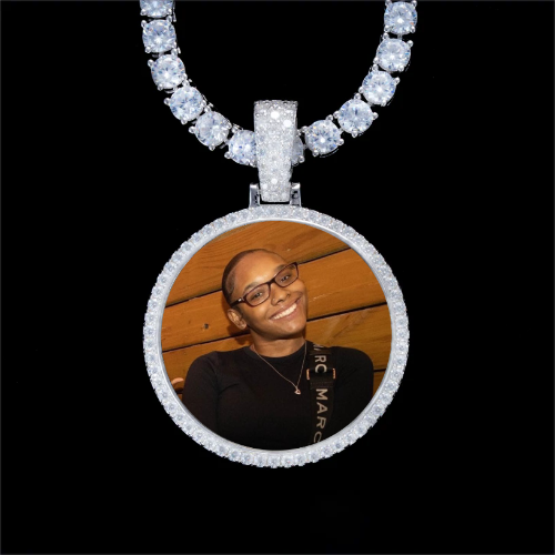 925S & VVS Moissanite 3D Circle Custom Picture Pendant