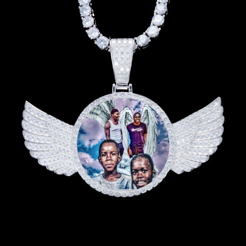 925S & VVS Moissanite 3D Wing Custom Picture Pendant