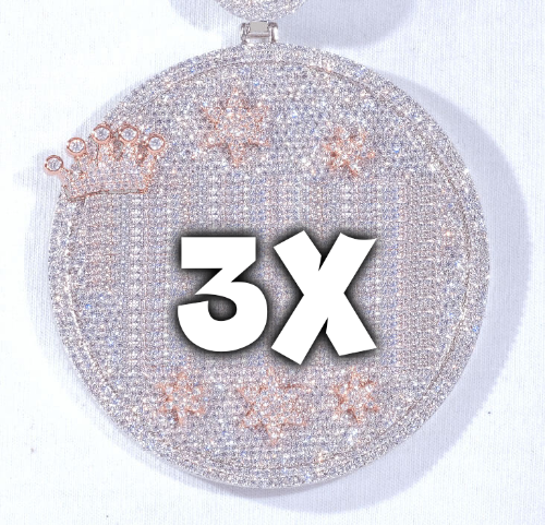 CUSTOM LETTER NECKLACE 3D BIG CROWN DISC