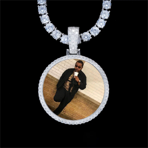 925S & VVS Moissanite 3D Circle Custom Picture Pendant