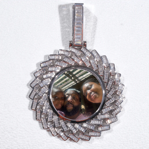 Large 3D Baguette Custom Picture Pendant