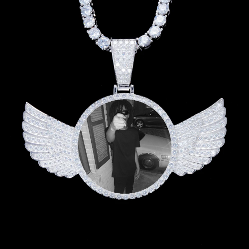 925S & VVS Moissanite 3D Wing Custom Picture Pendant