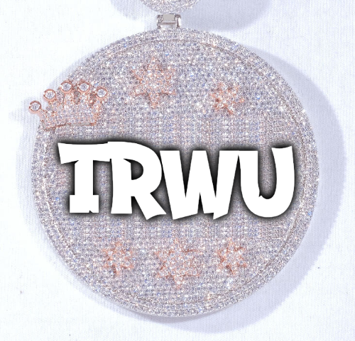 CUSTOM LETTER NECKLACE 3D BIG CROWN DISC