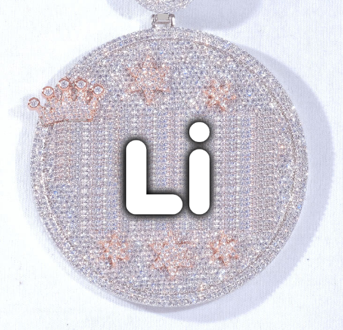 CUSTOM LETTER NECKLACE 3D BIG CROWN DISC