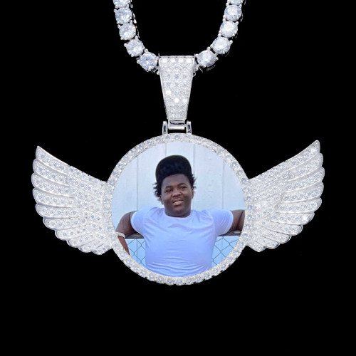 925S & VVS Moissanite 3D Wing Custom Picture Pendant