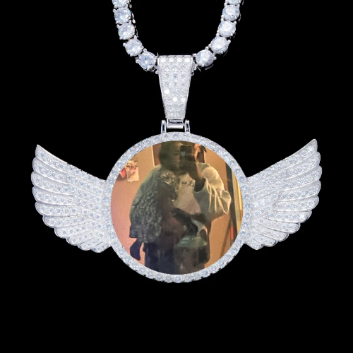925S & VVS Moissanite 3D Wing Custom Picture Pendant