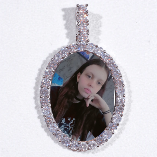 Large 3D Oval Custom Picture Pendant