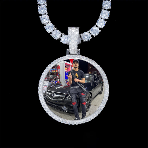 925S & VVS Moissanite 3D Circle Custom Picture Pendant