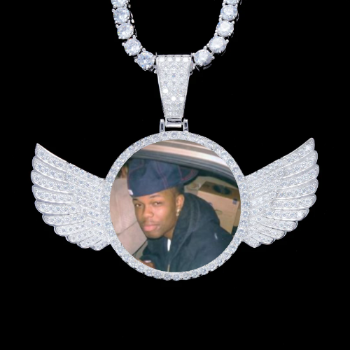 925S & VVS Moissanite 3D Wing Custom Picture Pendant