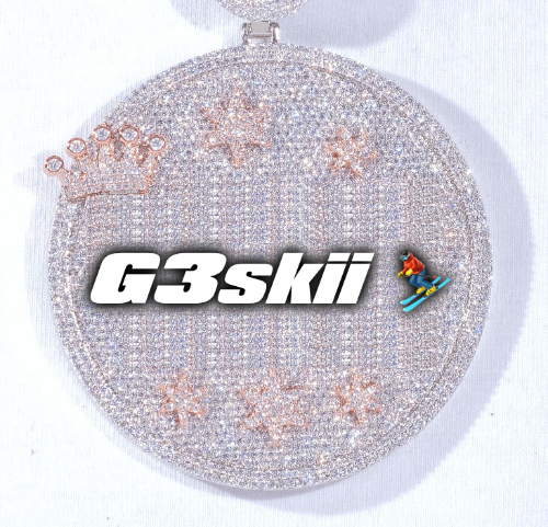 CUSTOM LETTER NECKLACE 3D BIG CROWN DISC