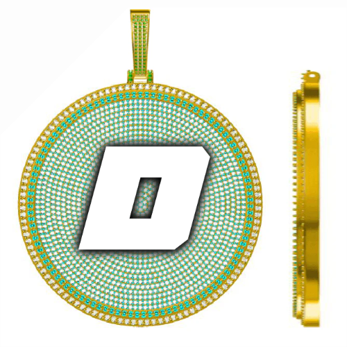 CUSTOM LETTER NECKLACE 3D BIG DISC