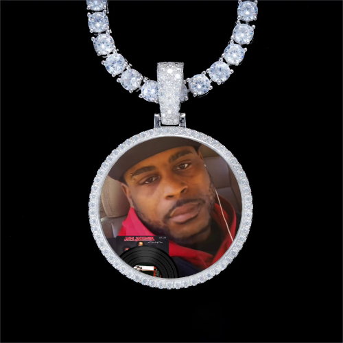 925S & VVS Moissanite 3D Circle Custom Picture Pendant