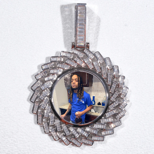Large 3D Baguette Custom Picture Pendant