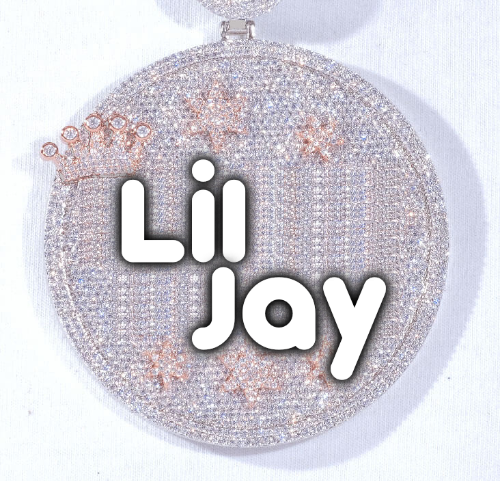 CUSTOM LETTER NECKLACE 3D BIG CROWN DISC